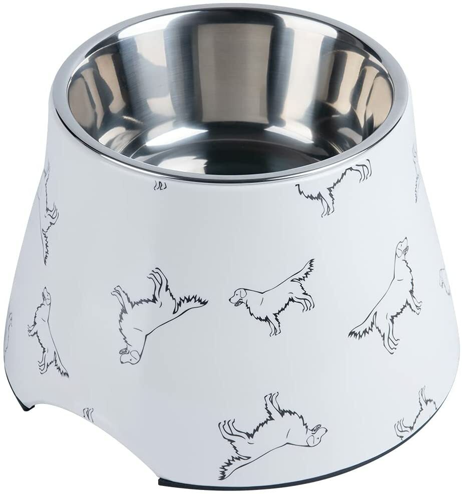 SUPER休普-寵物高身健康碗(狗狗圖案）