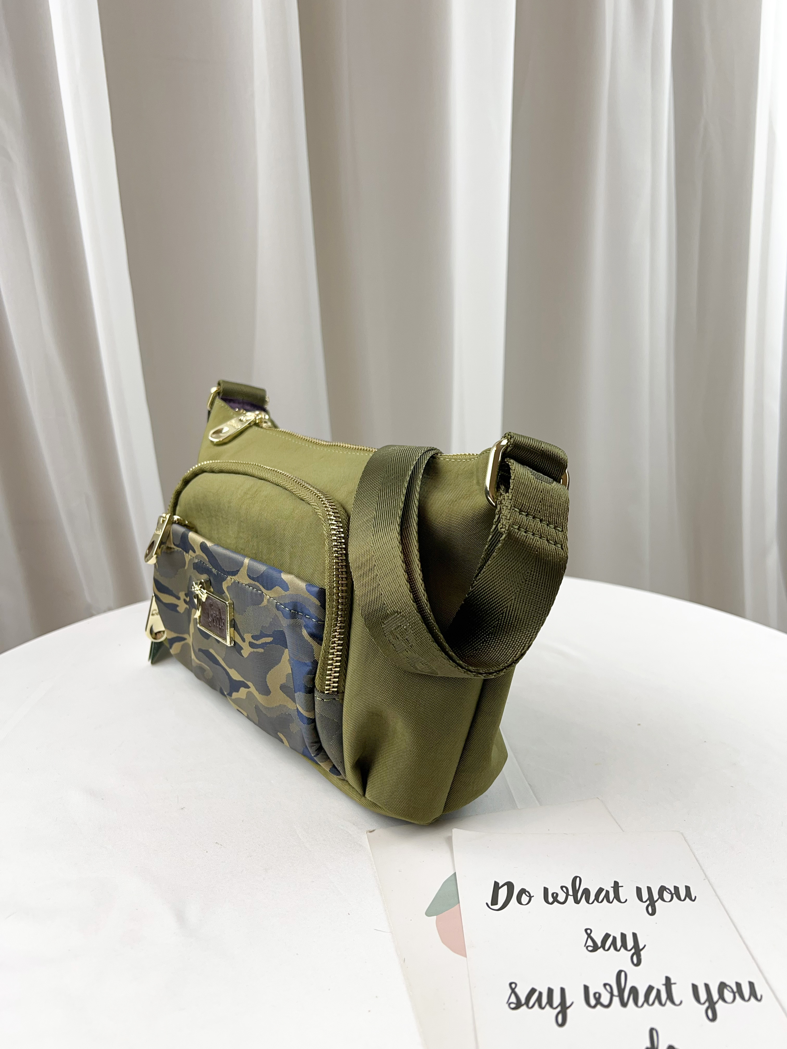 GOODS 檸檬綠迷彩 防潑水側背包  #2683