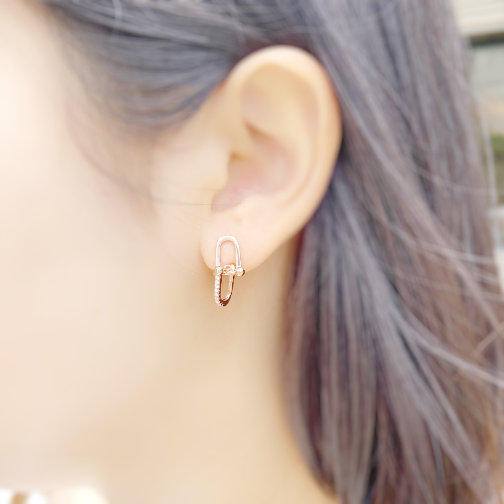 | 925 Silver・White Gold・Rose Gold | Buckle Earrings（Silver / Rose Gold） | EA0470 |