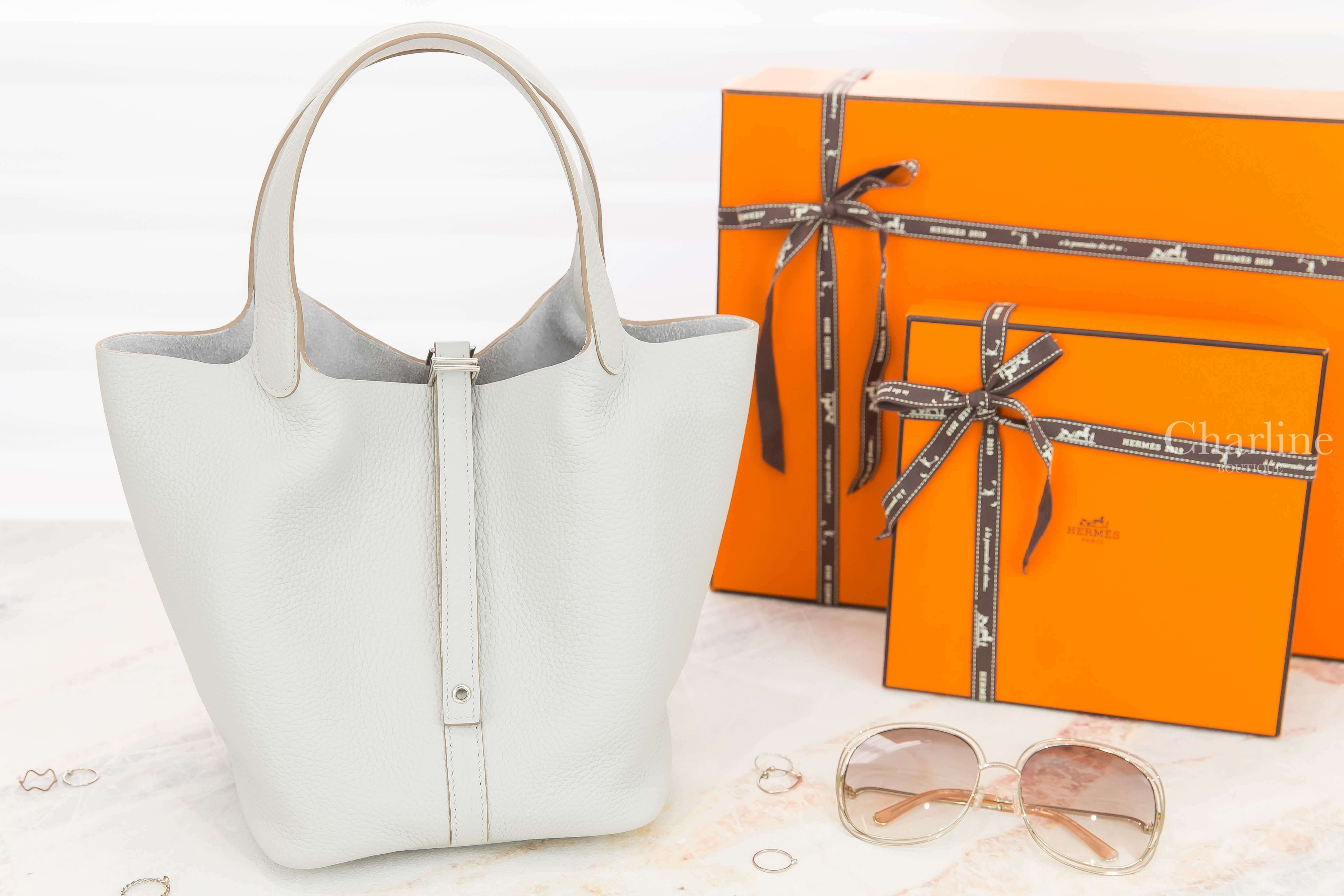 Hermès Picotin Lock 22cm 80 Gris Perle Taurillon Clemence 珍珠灰銀釦中型提把水桶包