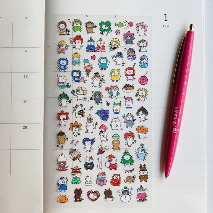 節慶貓咪 透明手帳貼紙｜日本Mind Wave