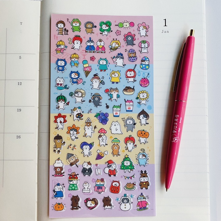 節慶貓咪 透明手帳貼紙｜日本Mind Wave