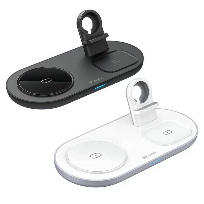 【Mcdodo 麥多多】三合一 手機無線充電盤磁吸充電器支架 LED指示燈 飛船系列