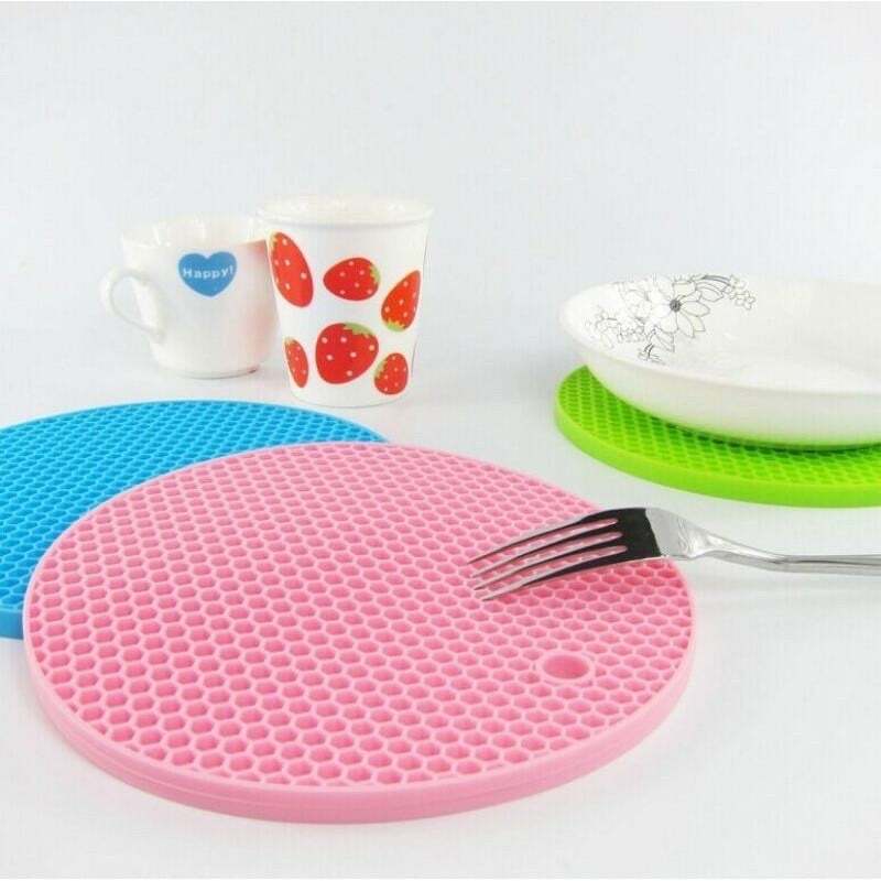 【Anti Slip Silicone Mat 22cm (Big)】Heat Resistance Multifunction Honeycomb Round Mat