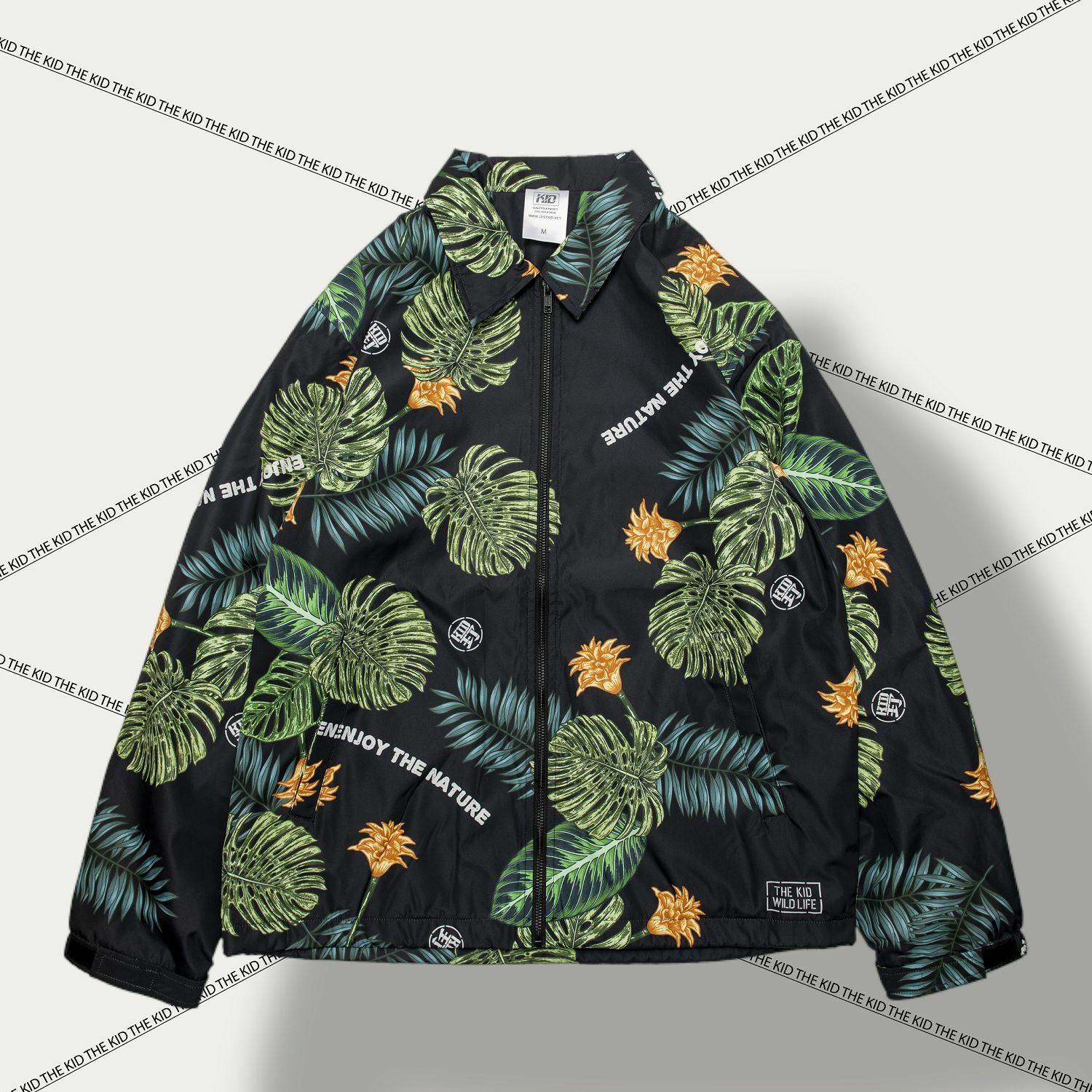 KID ® 龜背芋滿板印花 教練外套