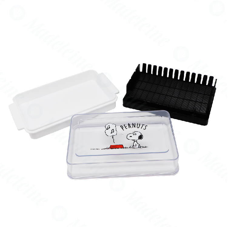 [ Skater烘焙用品 ] 奶油分割定量透明保存盒-史努比 (附匙叉)