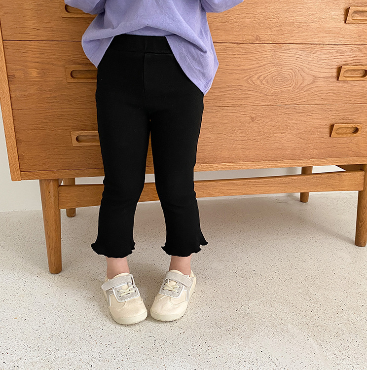 修身彈力九分喇叭褲  黑色