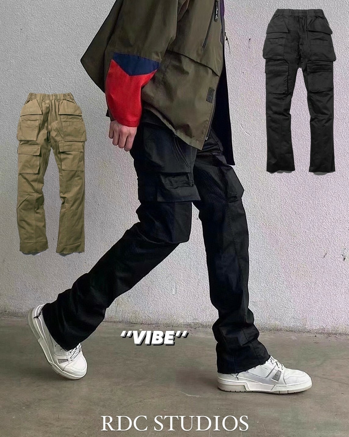 韓國製 RDC STUDIOS 新款 VIBE 多口袋工裝砲彈褲 微喇叭 不修邊 闊腿褲
