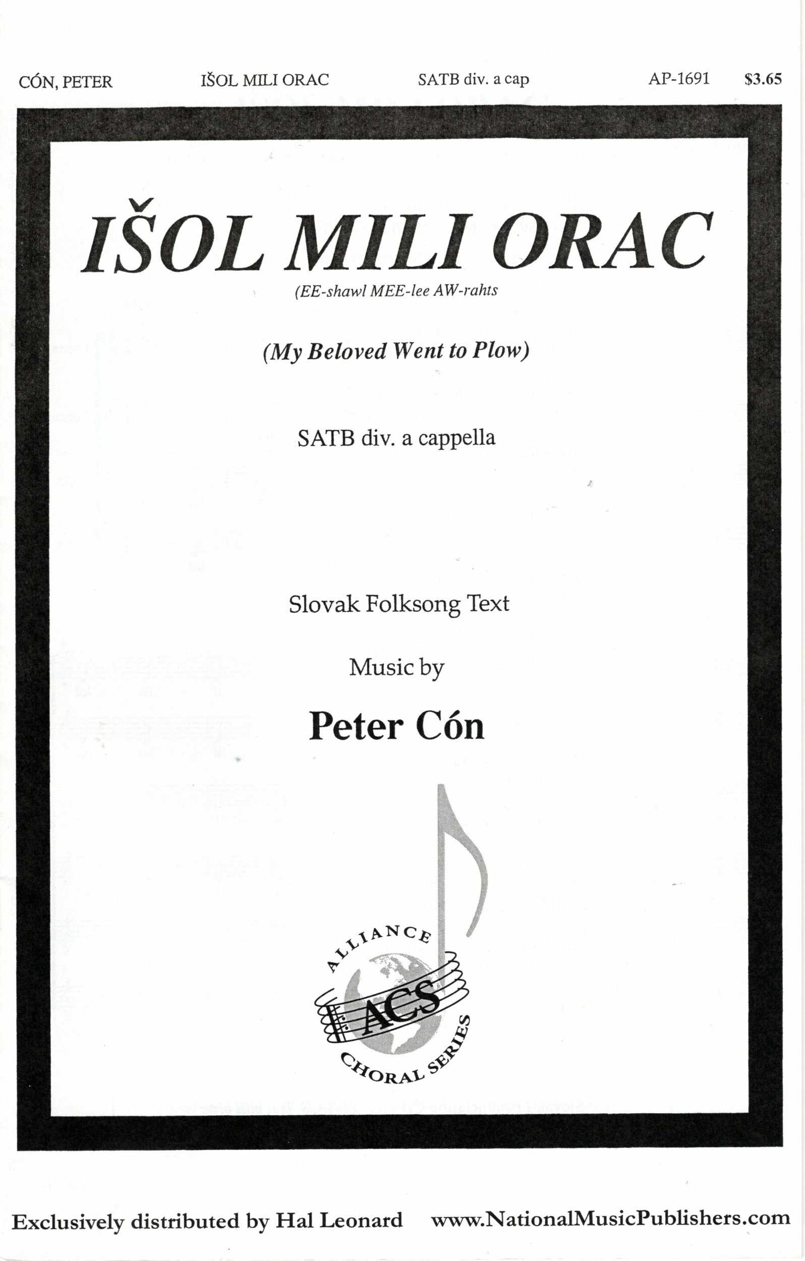 【混聲四部】《IŠOL MILI ORAC》(My Beloved Went to Plow)