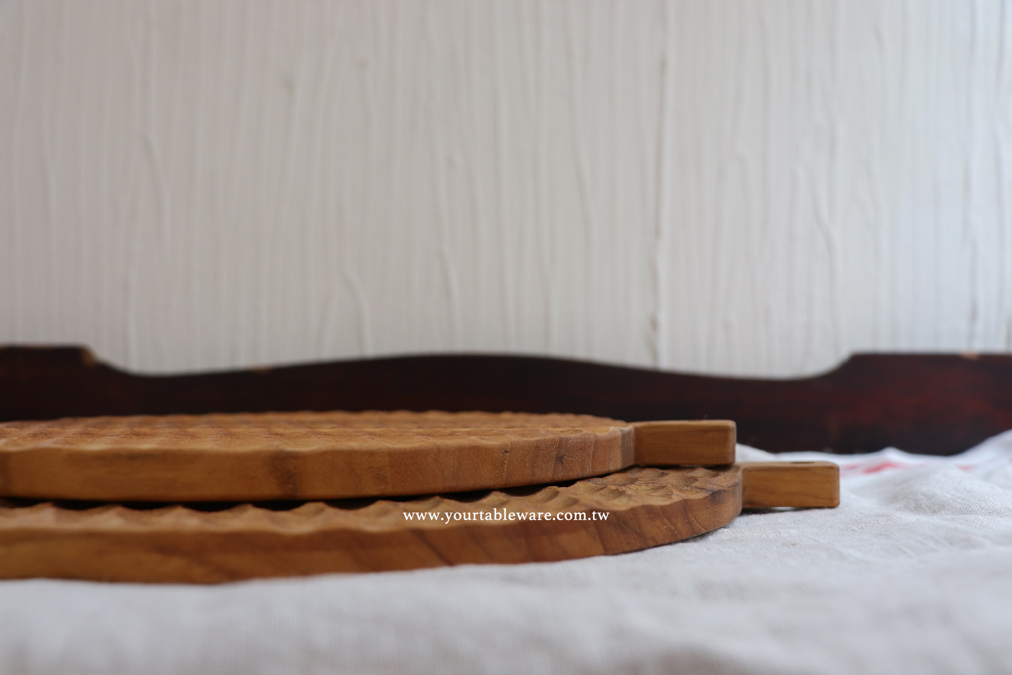 柚木 鎚目 圓形砧板