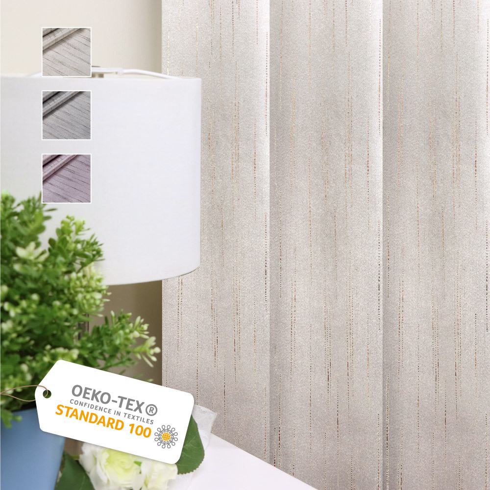 手工製作│遮光窗簾│半窗落地窗│流金線條│打摺│3色