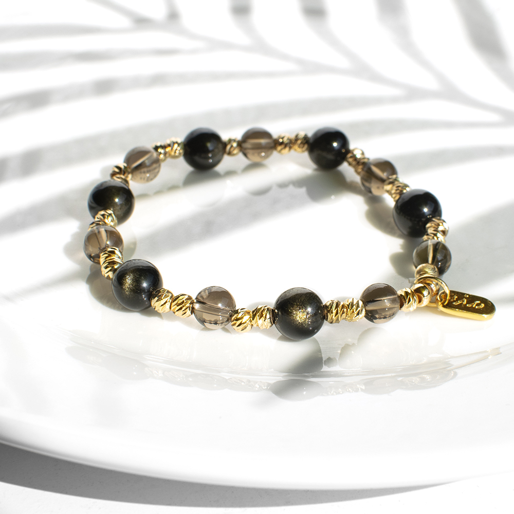 能量手鍊【華燈初上-11月】茶晶金曜石手鍊