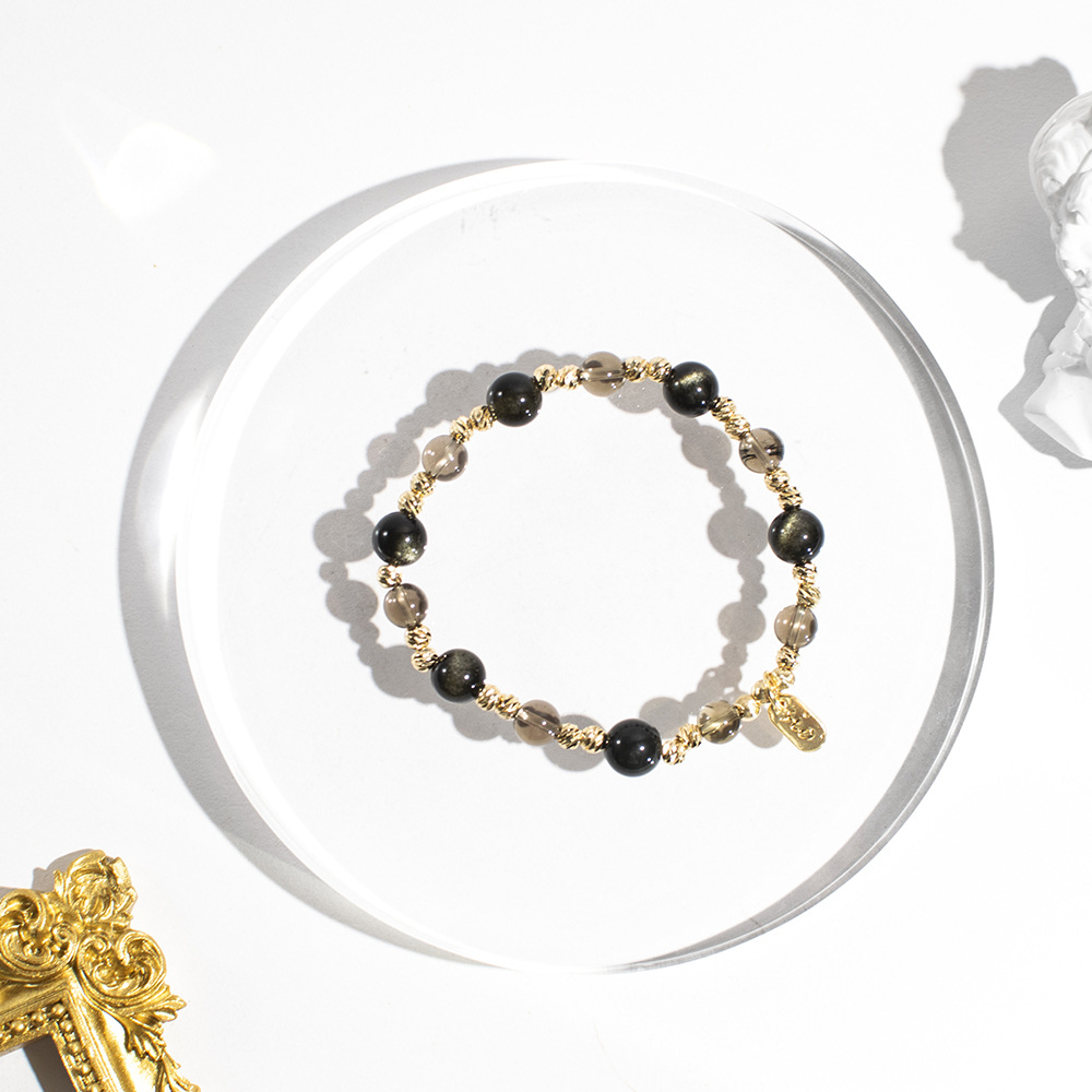 能量手鍊【華燈初上-11月】茶晶金曜石手鍊