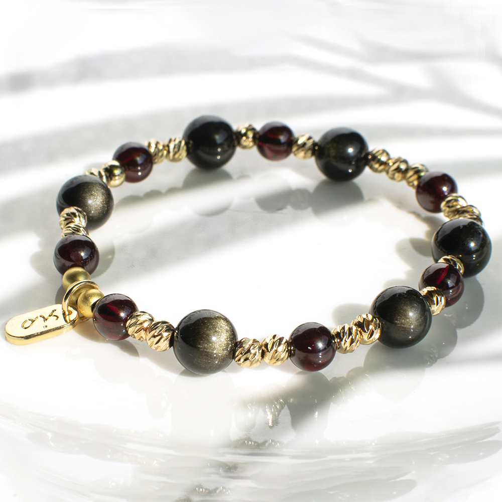 能量手鍊【華燈初上-10月】金曜石石榴石手鍊