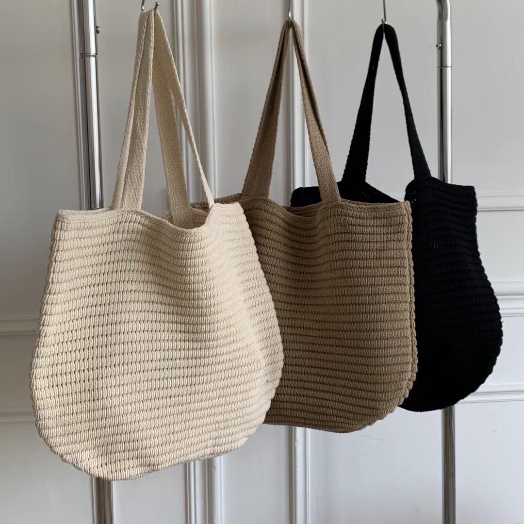 韓系簡約針織肩背包