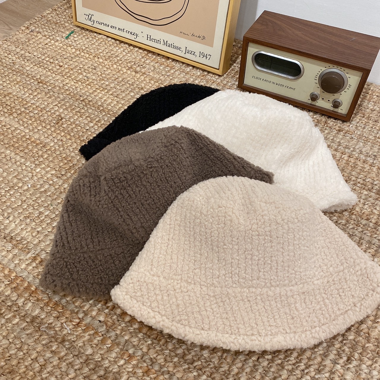 QQ毛斜車線漁夫帽/四色