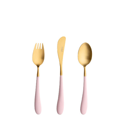 葡萄牙cutipol Alice系列兒童餐具霧金三件組-粉紅