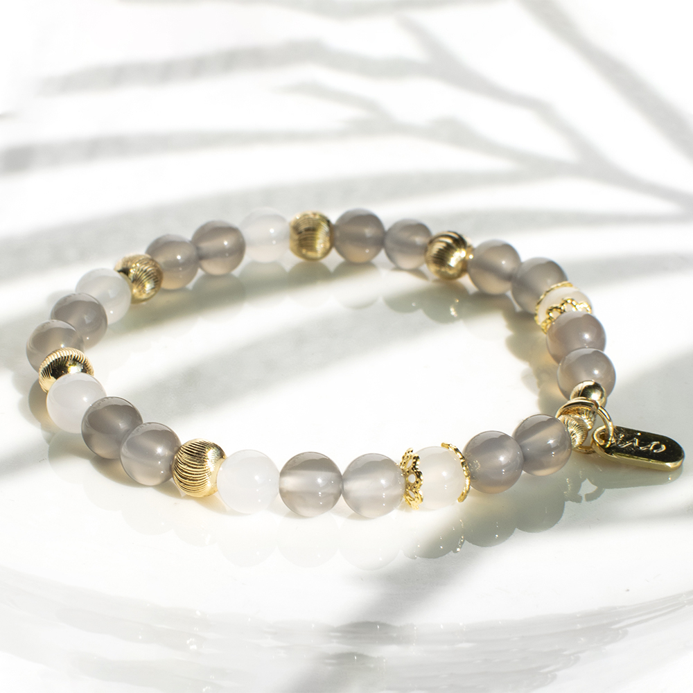 能量手鍊【冬至-晝】灰瑪瑙白瑪瑙手鍊