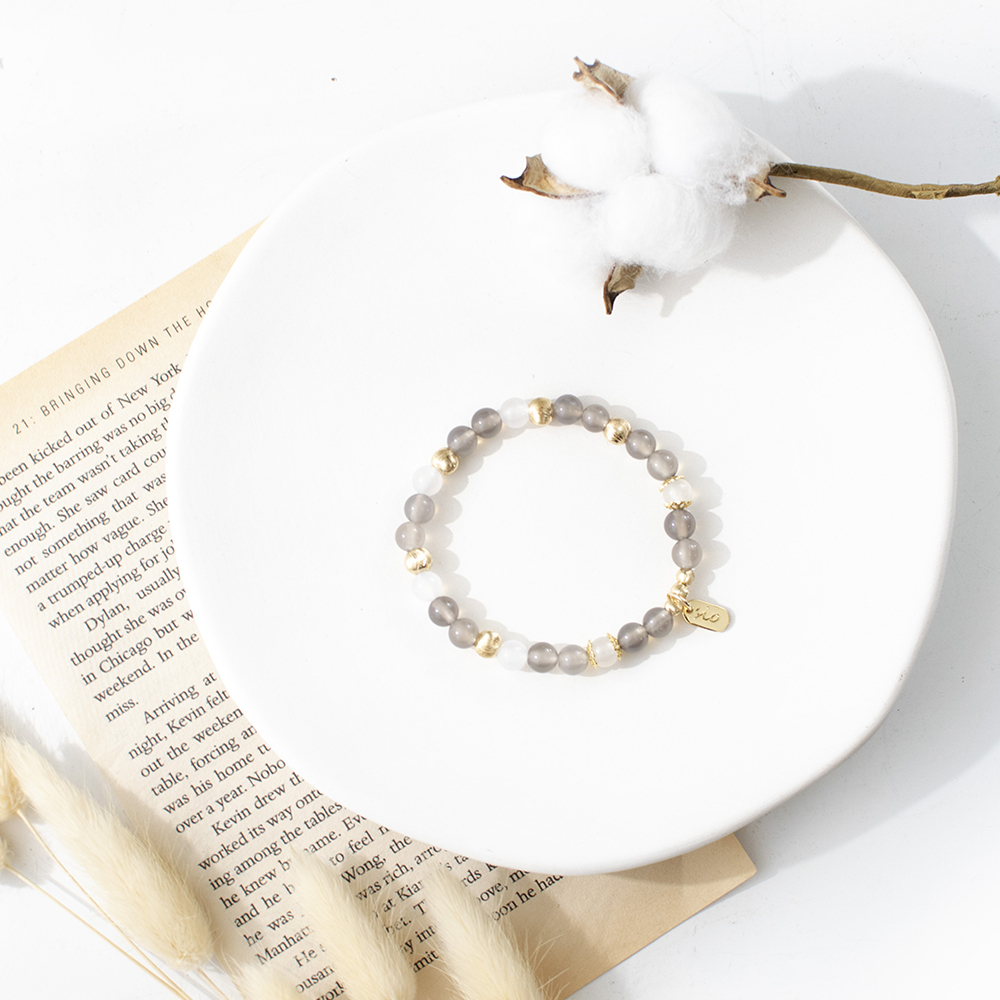 能量手鍊【冬至-晝】灰瑪瑙白瑪瑙手鍊