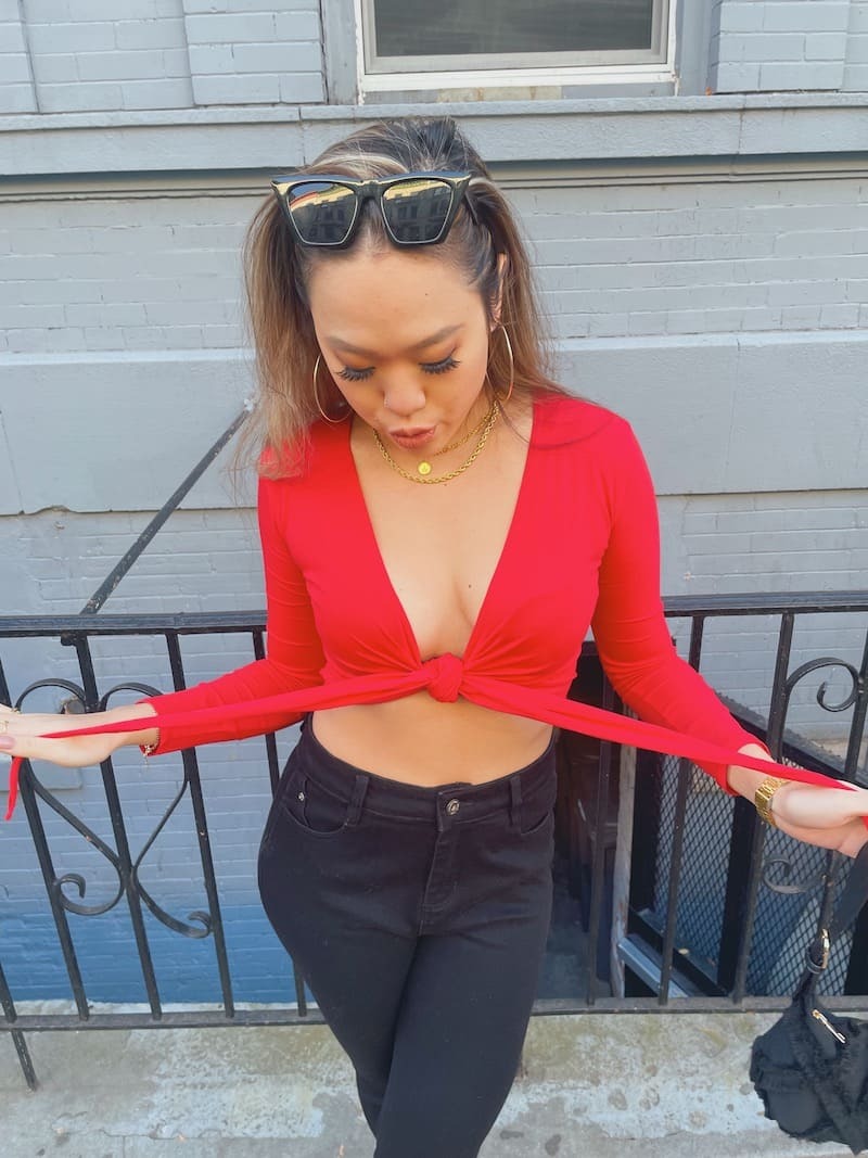 深Ｖ交叉綁帶上衣