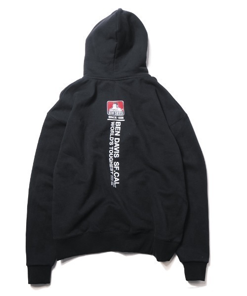 【 BEN DAVIS | 猿人英文字連帽外套 - 黑色 】