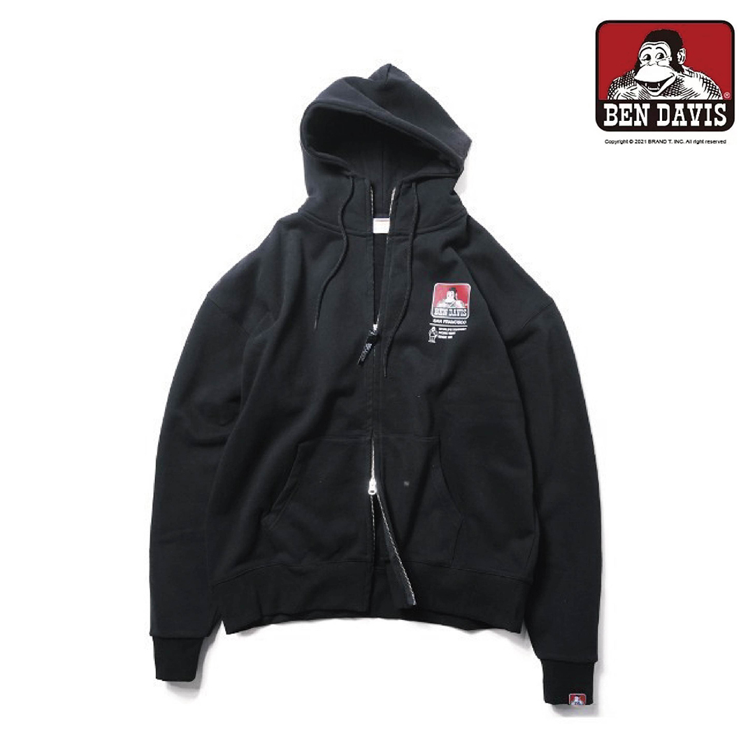 【 BEN DAVIS | 猿人英文字連帽外套 - 黑色 】