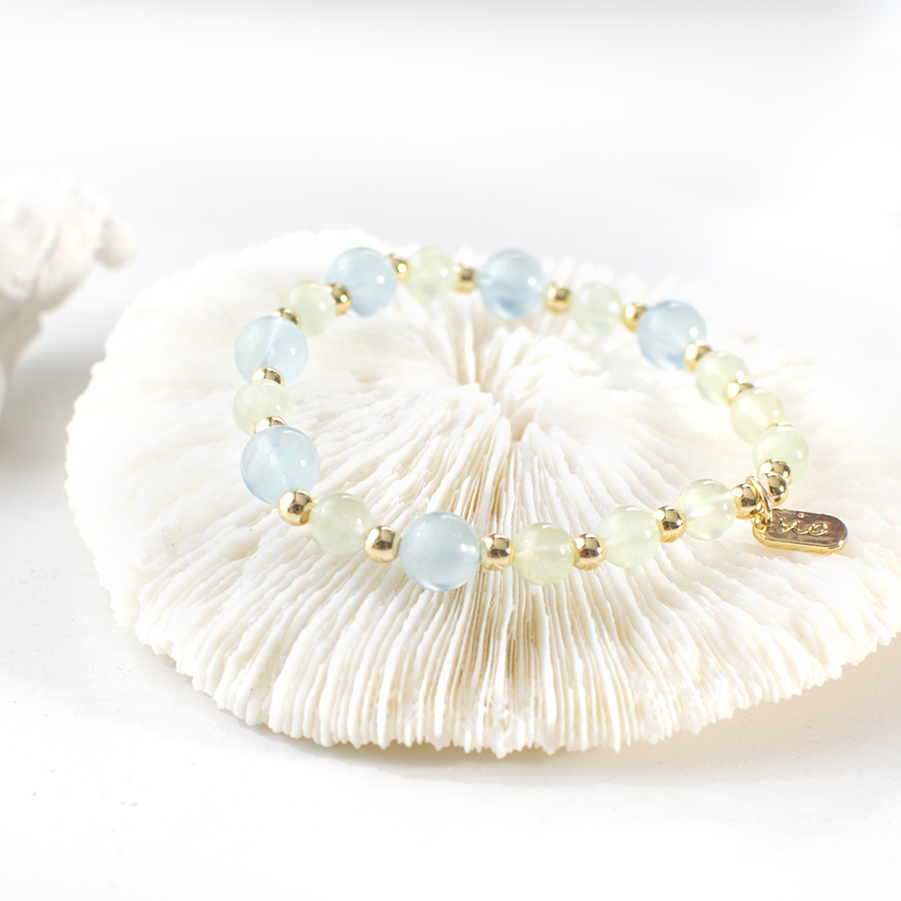 能量手鍊【雨露清晨-吊墜款】海藍寶葡萄石手鍊