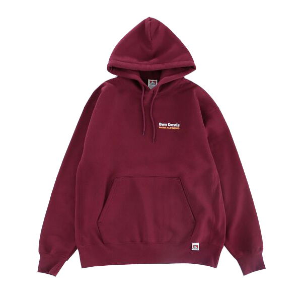 【 BEN DAVIS | 金門大橋內刷毛帽TEE - 酒紅 】