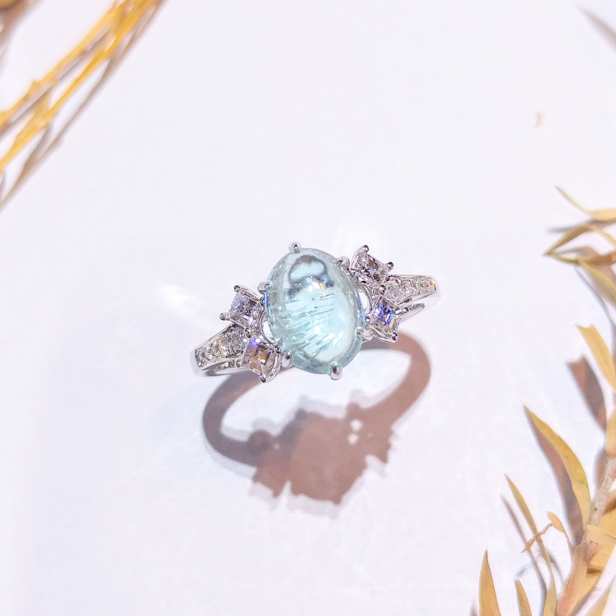 18K White Gold 1.73ct Paraiba and Diamond Ring