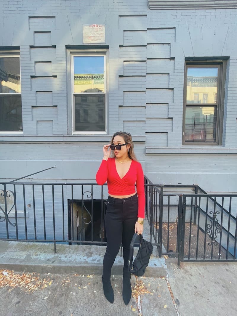 復古高腰彈力牛仔褲