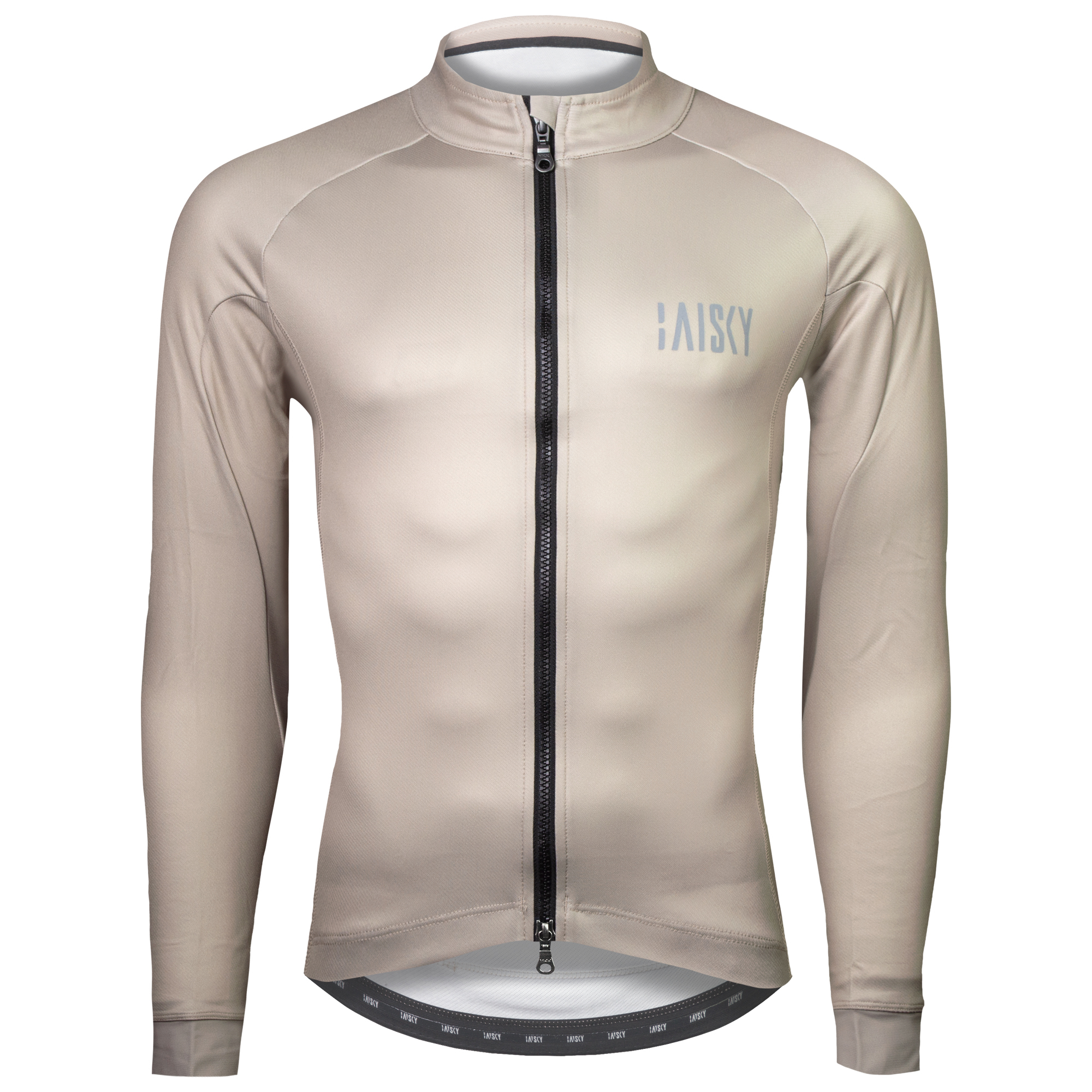 男款雙拉鍊抓絨長車衣 潔淨 卡其