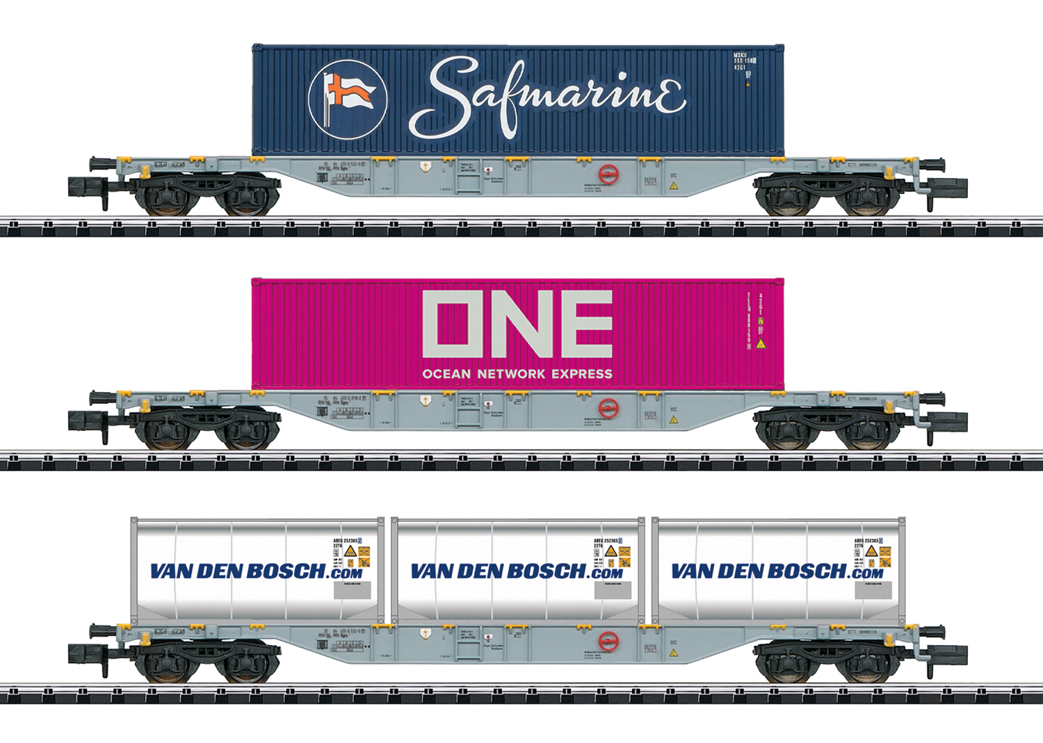 Trix 15228 N Scale Container Flat Car Set