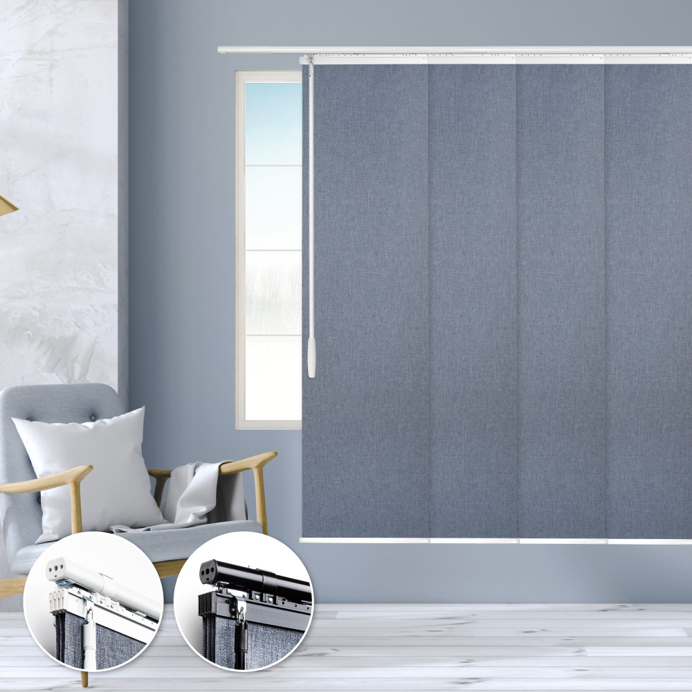 靛藍丹寧│半遮光│40x4片│伸縮片簾隔間簾│遮蔽寬度85-145cm│遮蔽高度180cm