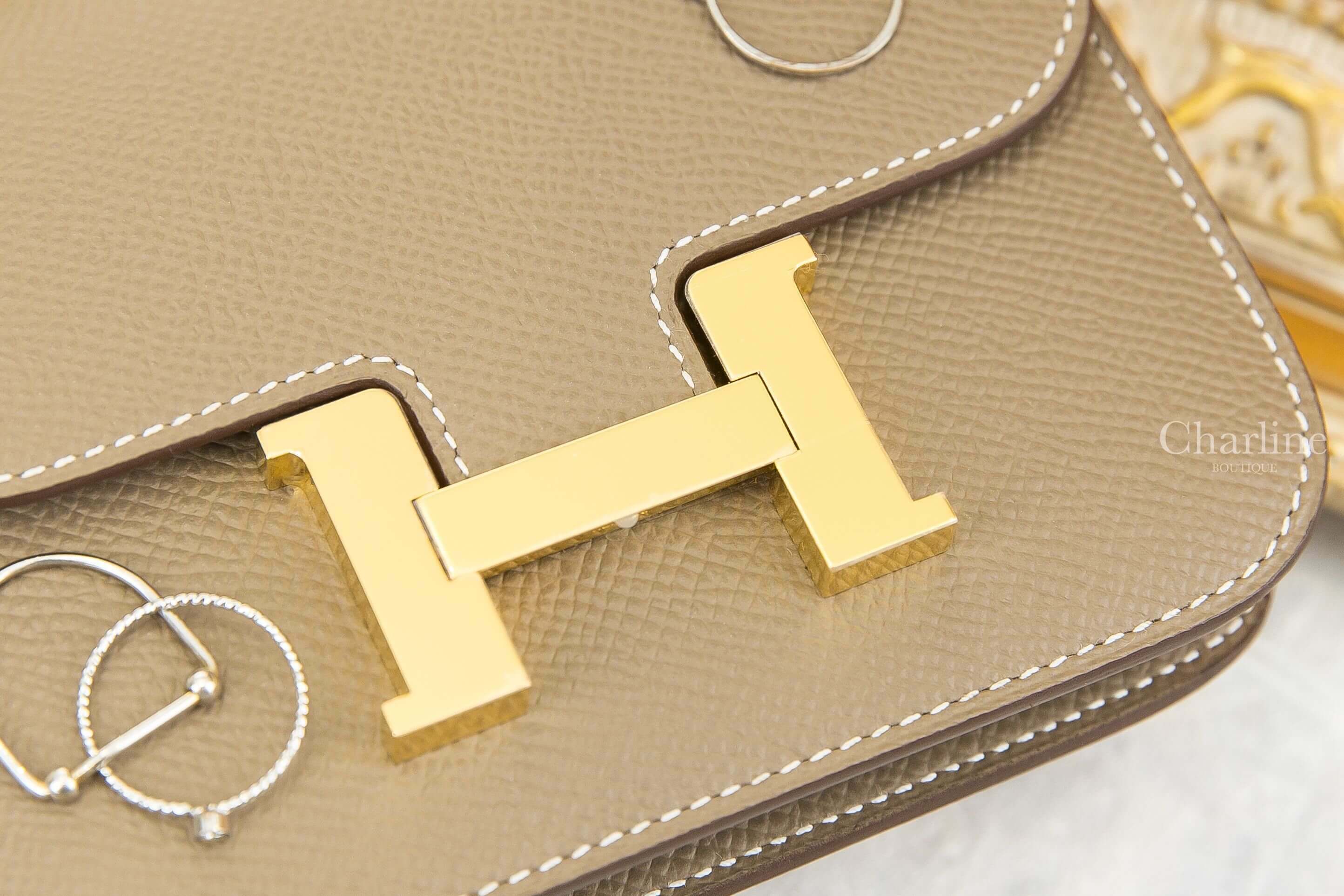 Hermès Constance Slim Wallet 18 Etoupe Epsom 大象灰金釦短夾
