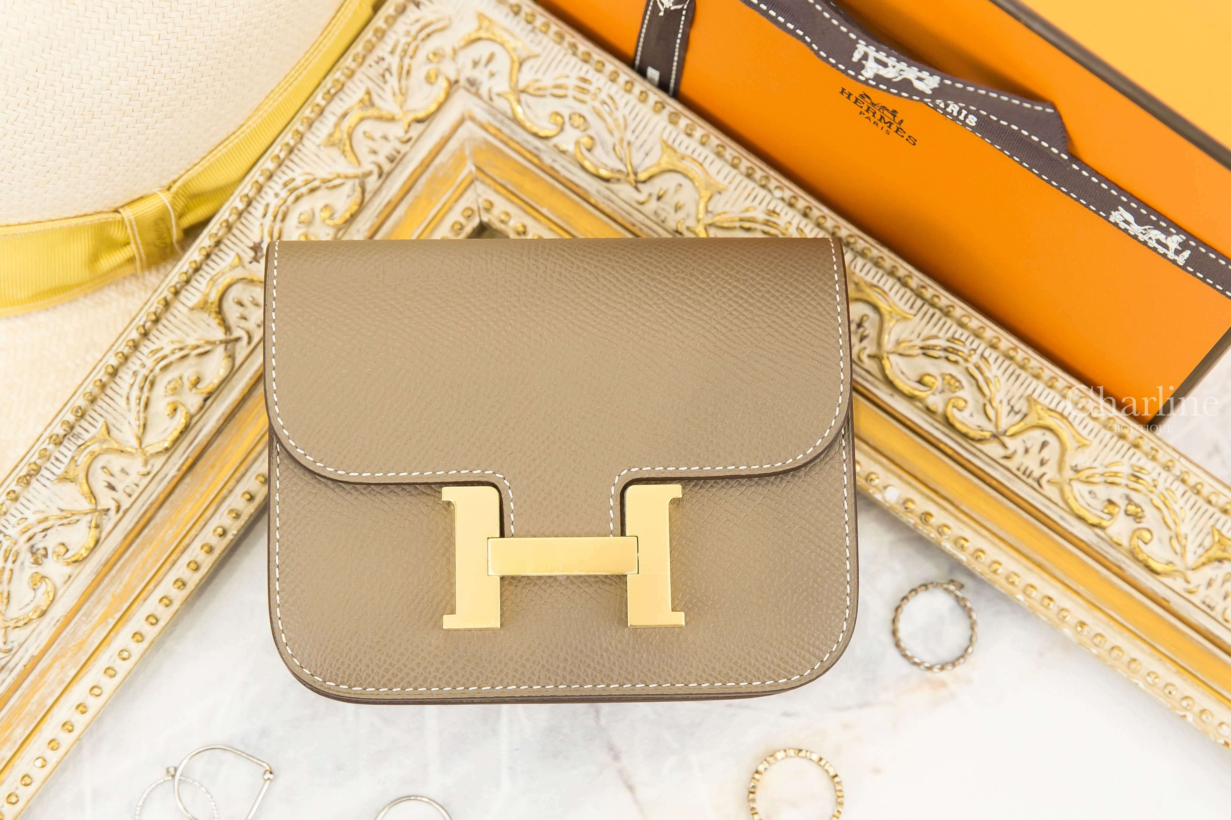 Hermès Constance Slim Wallet 18 Etoupe Epsom Z刻大象灰金釦短夾-Charline Boutique 精品代購