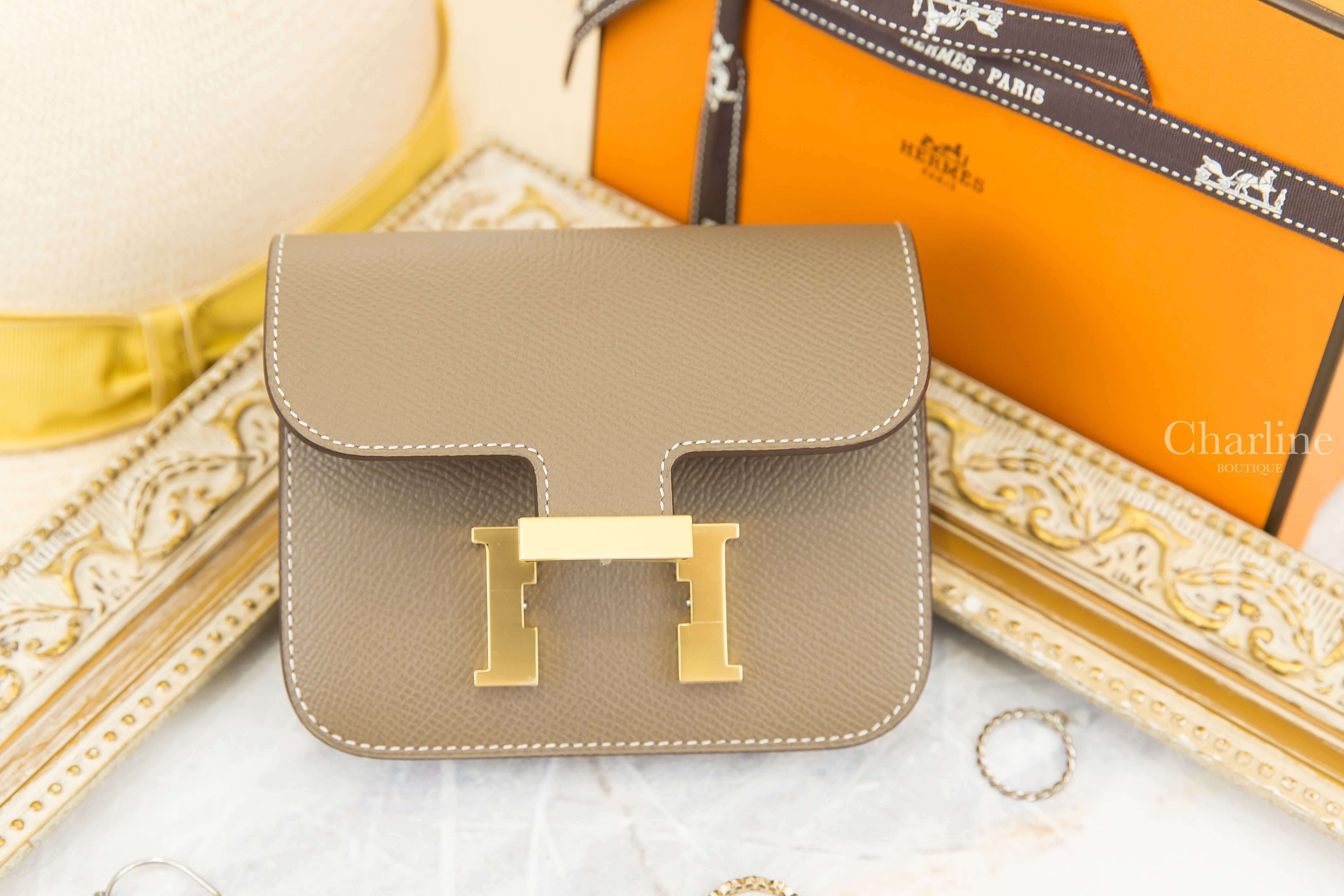 Hermès Constance Slim Wallet 18 Etoupe Epsom Z刻大象灰金釦短夾-Charline Boutique 精品代購