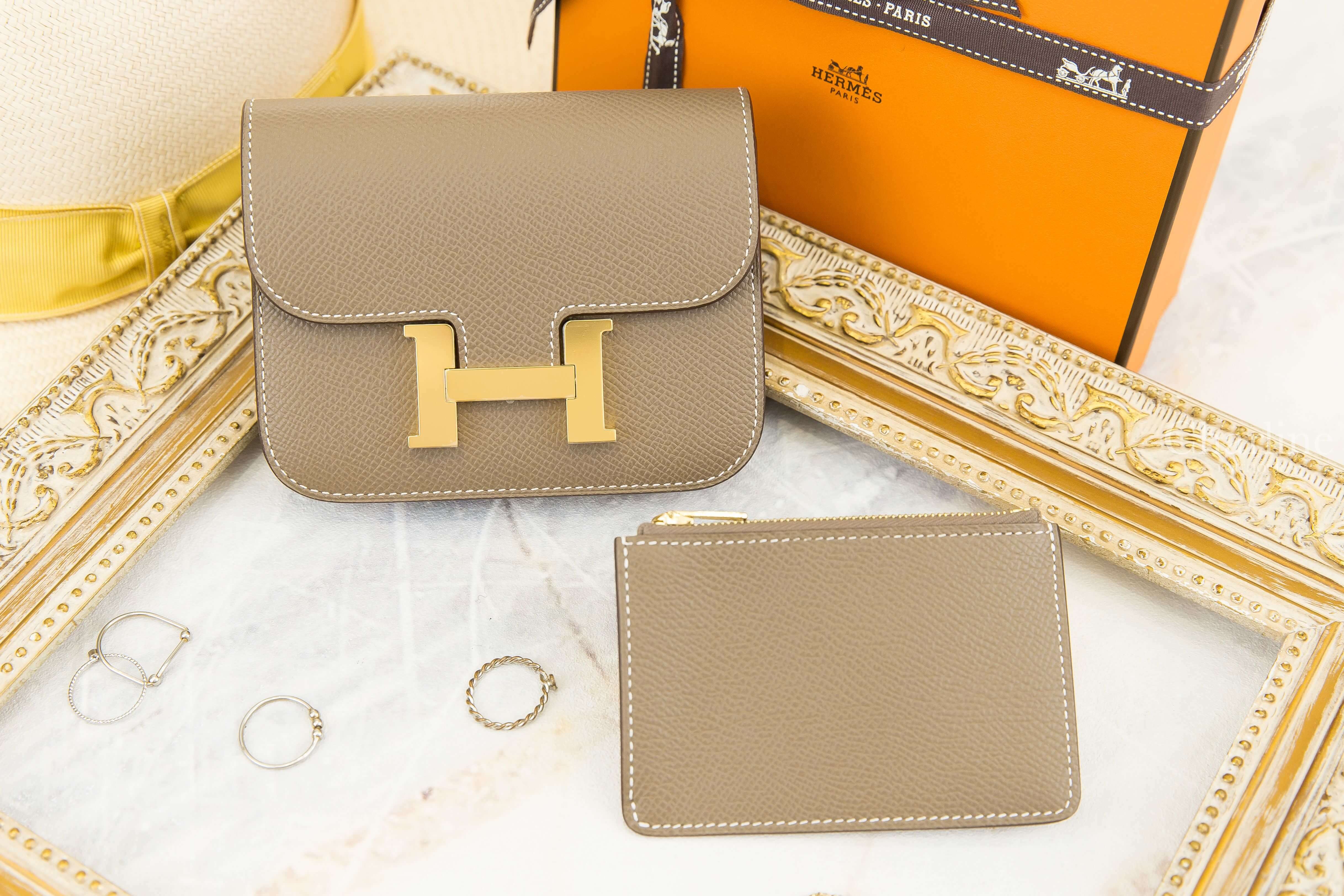 Hermès Constance Slim Wallet 18 Etoupe Epsom Z刻大象灰金釦短夾-Charline Boutique 精品代購
