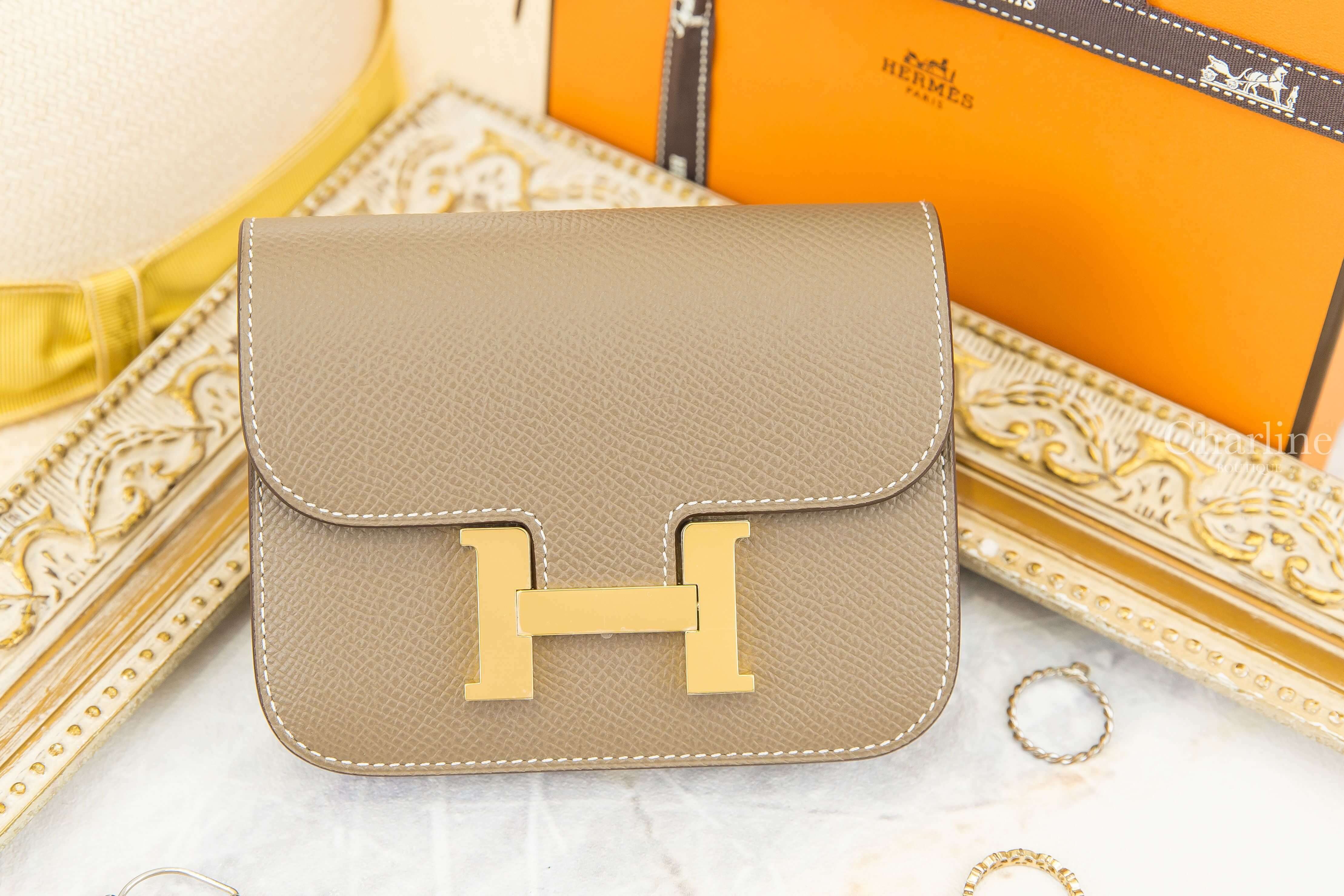 Hermès Constance Slim Wallet 18 Etoupe Epsom Z刻大象灰金釦短夾-Charline Boutique 精品代購