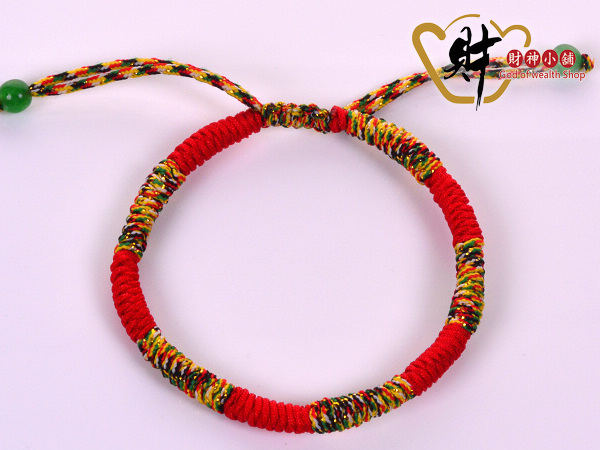 【財神小舖】手工五色線手鍊 (姻緣紅)(含開光)