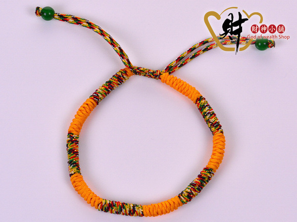 【財神小舖】手工五色線手鍊 (開運黃)(含開光)