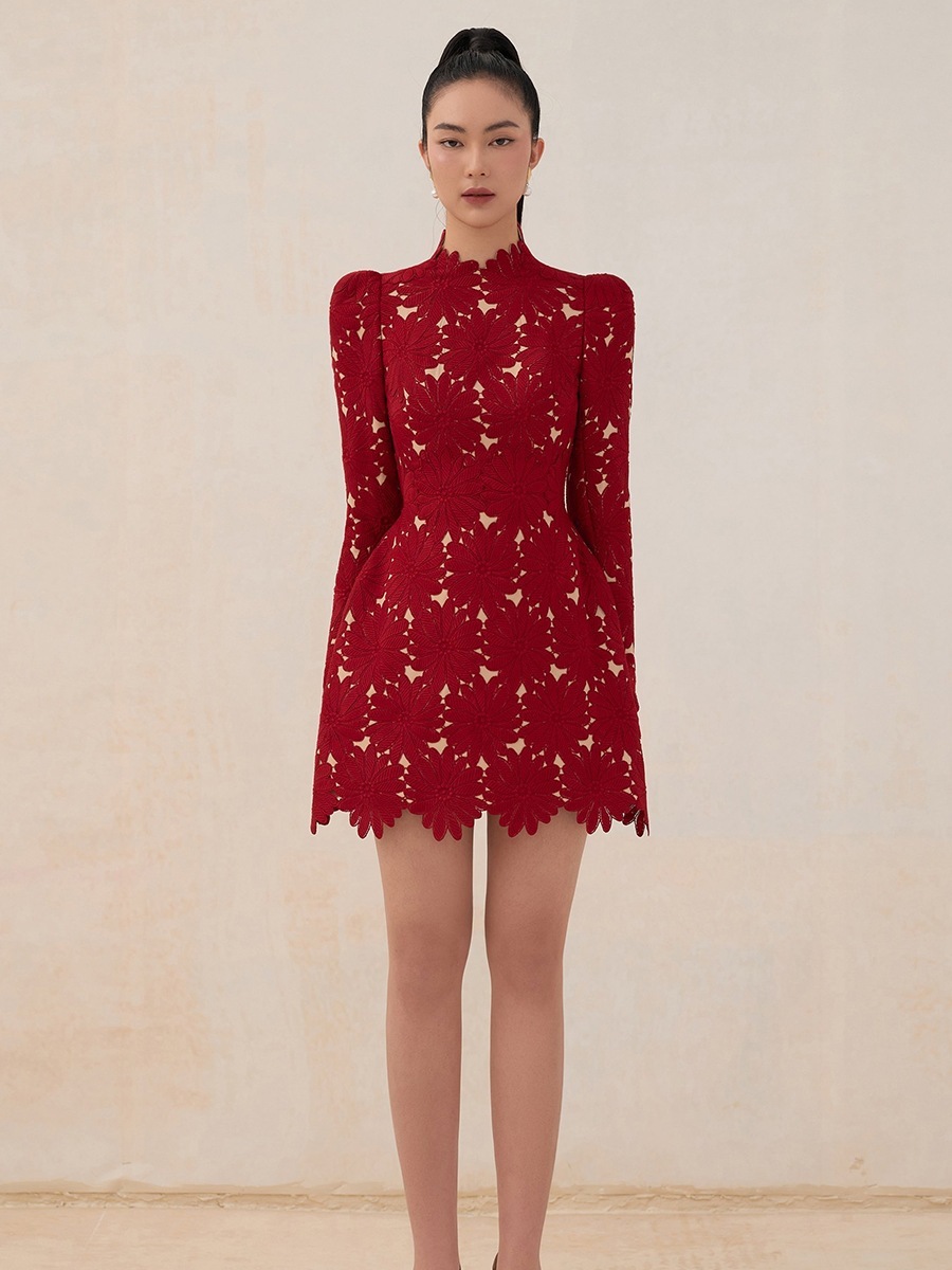 水溶蕾絲收腰洋裝(長/短)