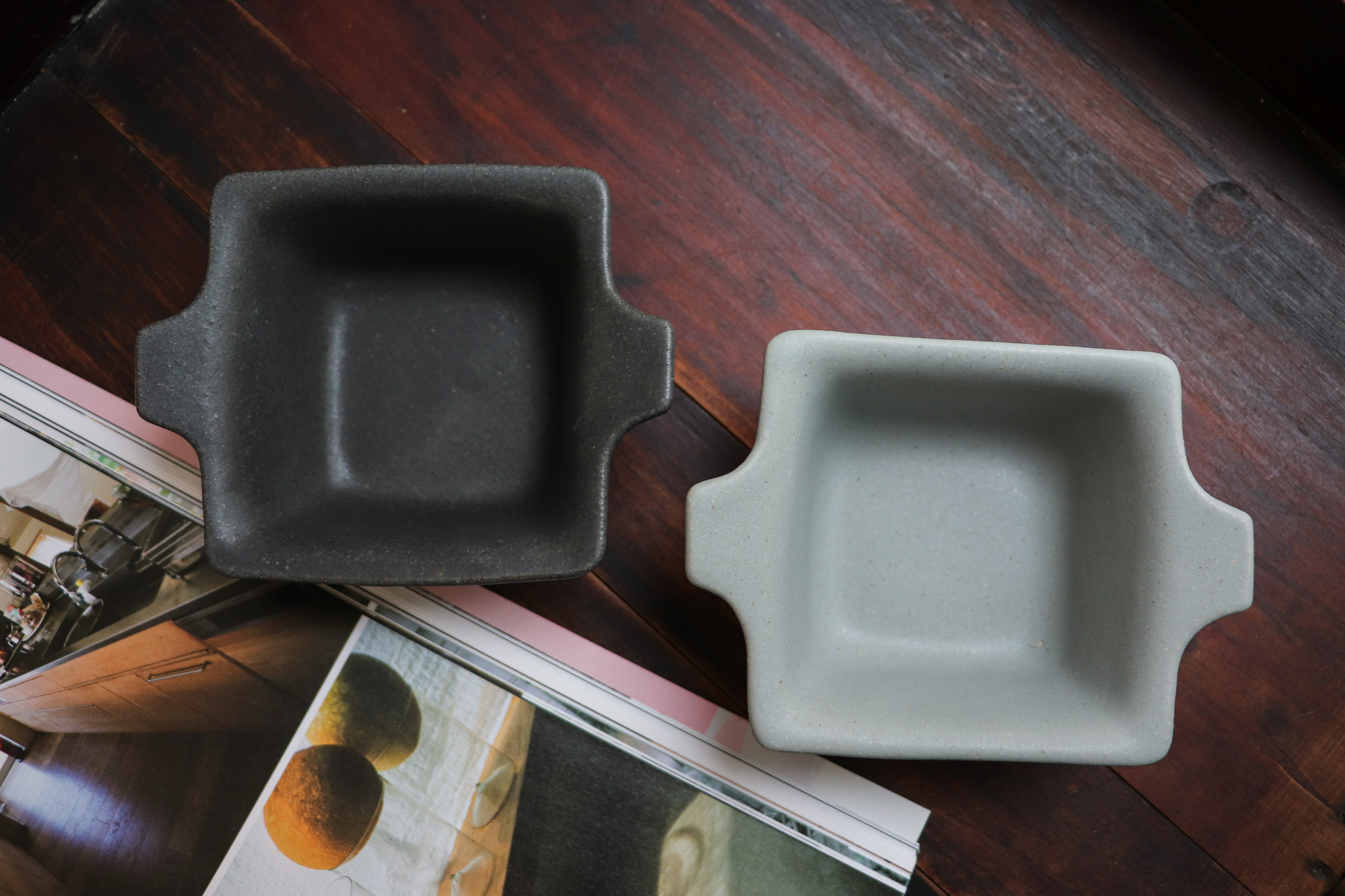 益子燒  方形雙耳小缽 熟食杯