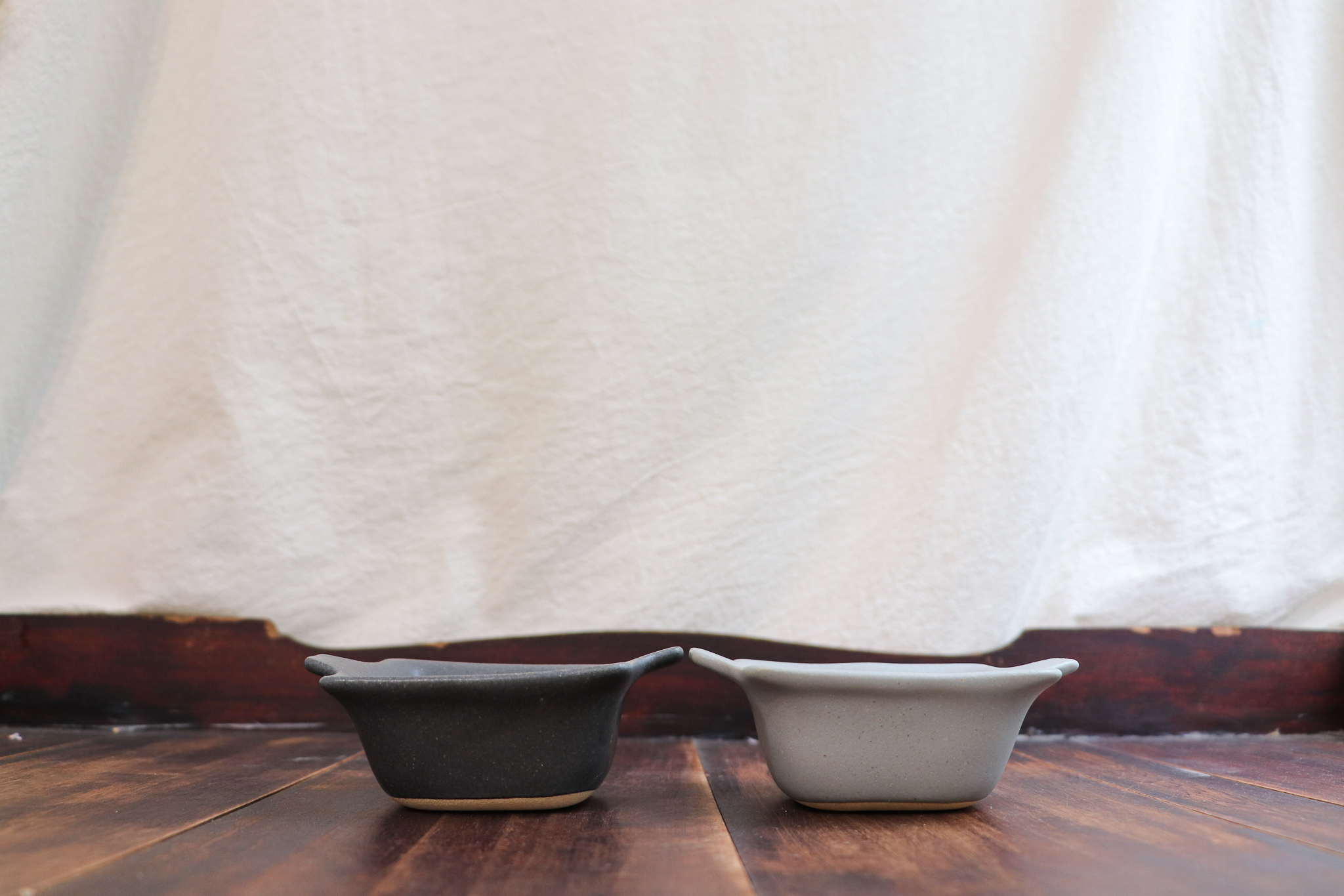 益子燒  方形雙耳小缽 熟食杯