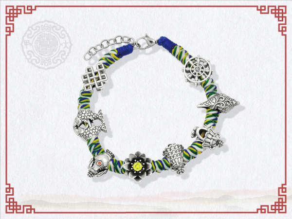 八吉祥蠟繩手鍊-綠