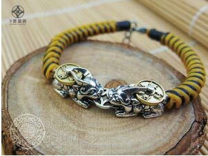 轉錢坤招財進寶金幣貔貅手鍊-小