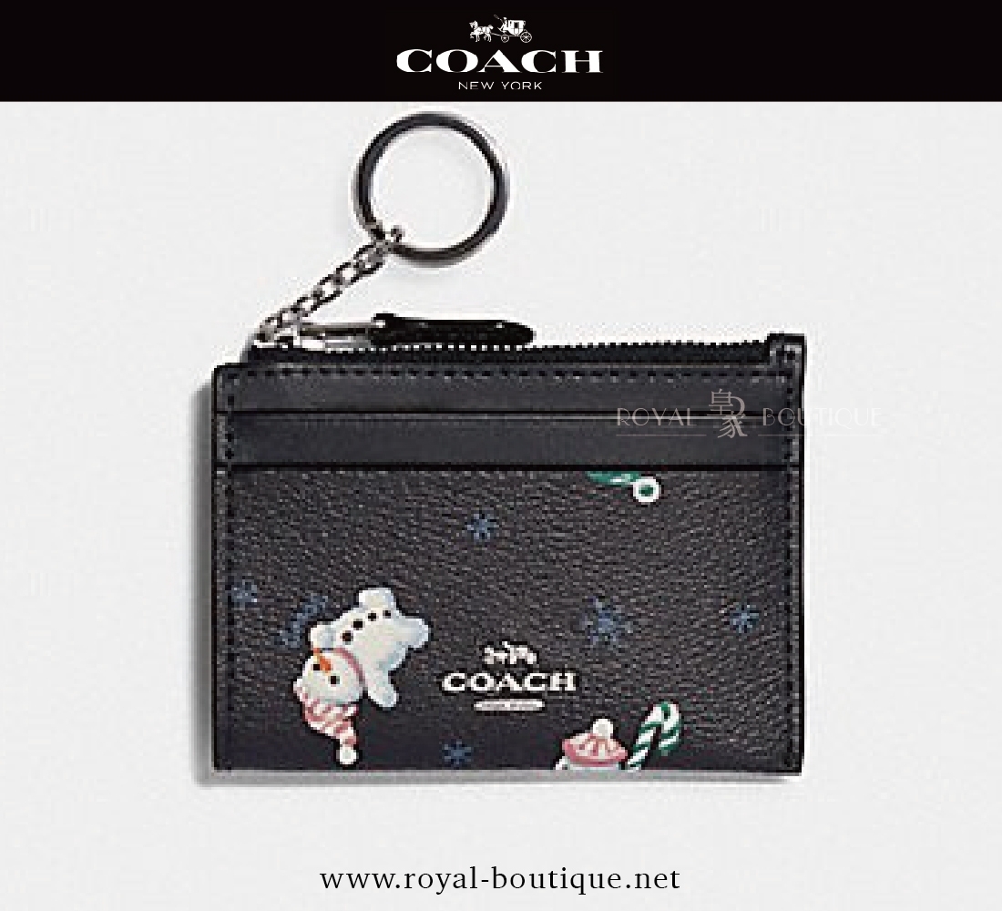 COACH 耶誕雪人限定款印花證件零錢包