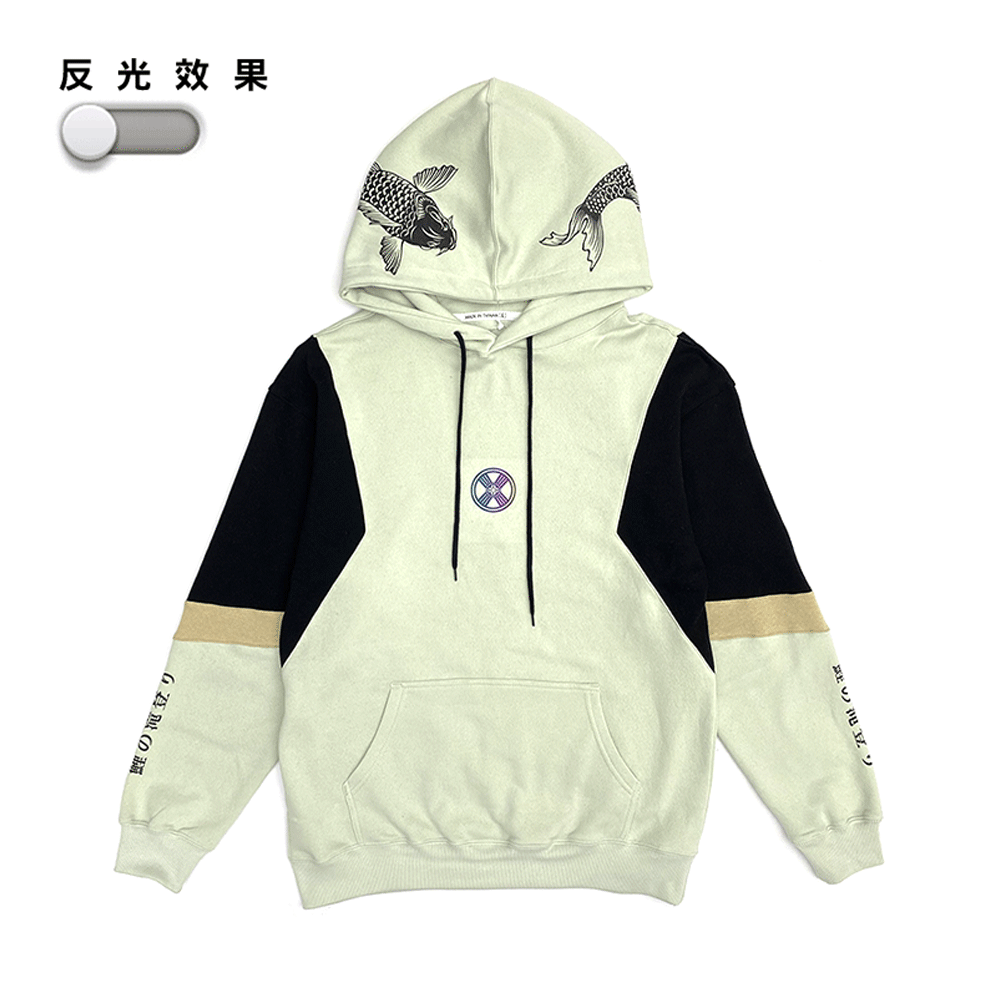 XCTRL 魚躍龍門拼色剪裁帽T-淺綠