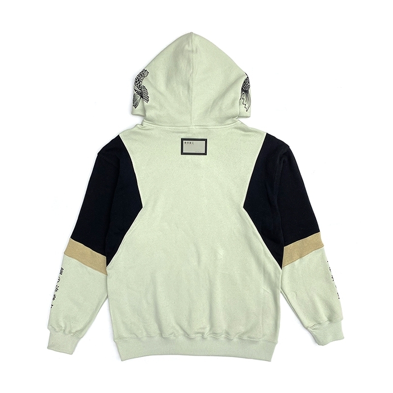 XCTRL 魚躍龍門拼色剪裁帽T-淺綠