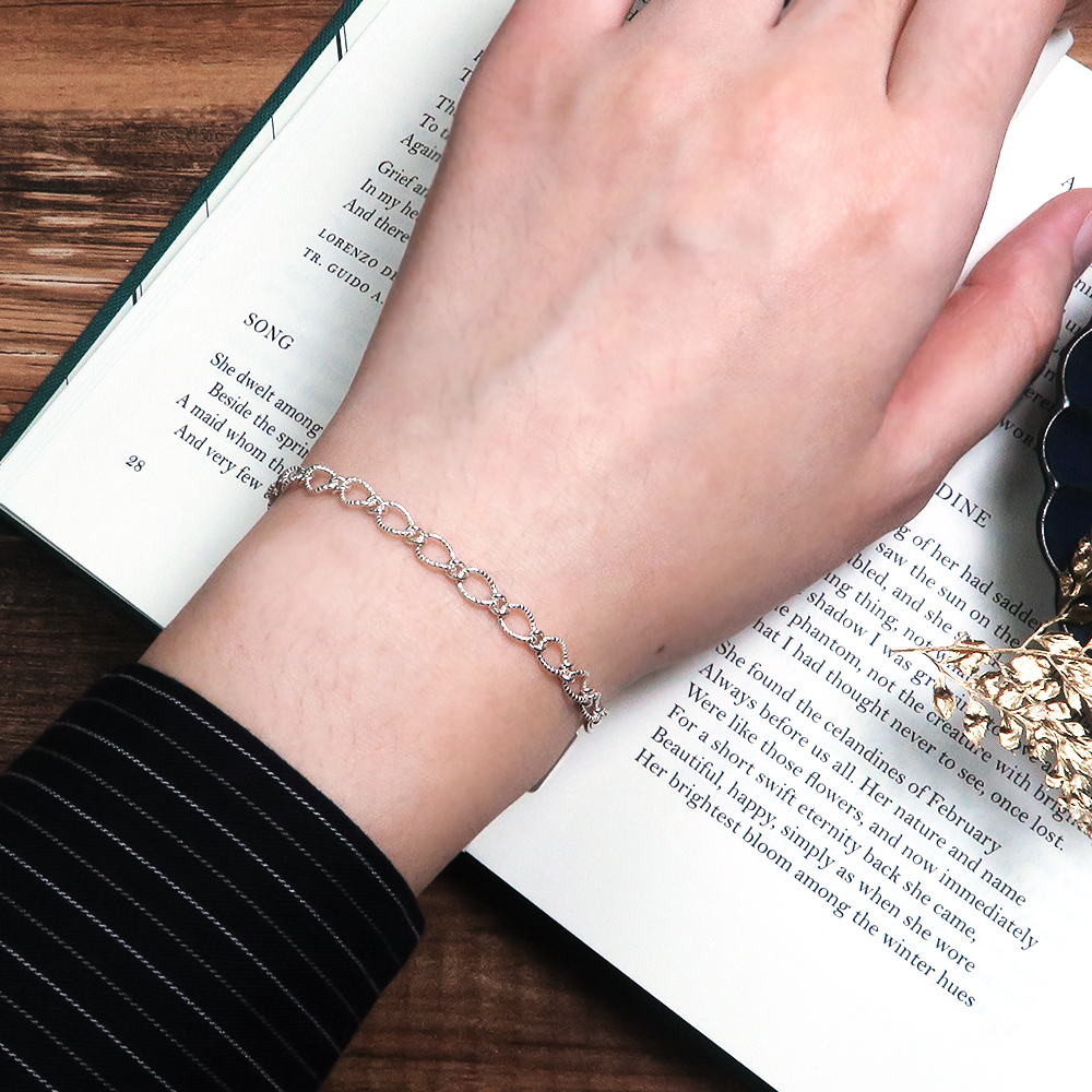 麻花圓舞曲手鍊(4.4mm寬鍊) 925純銀刻字手鍊