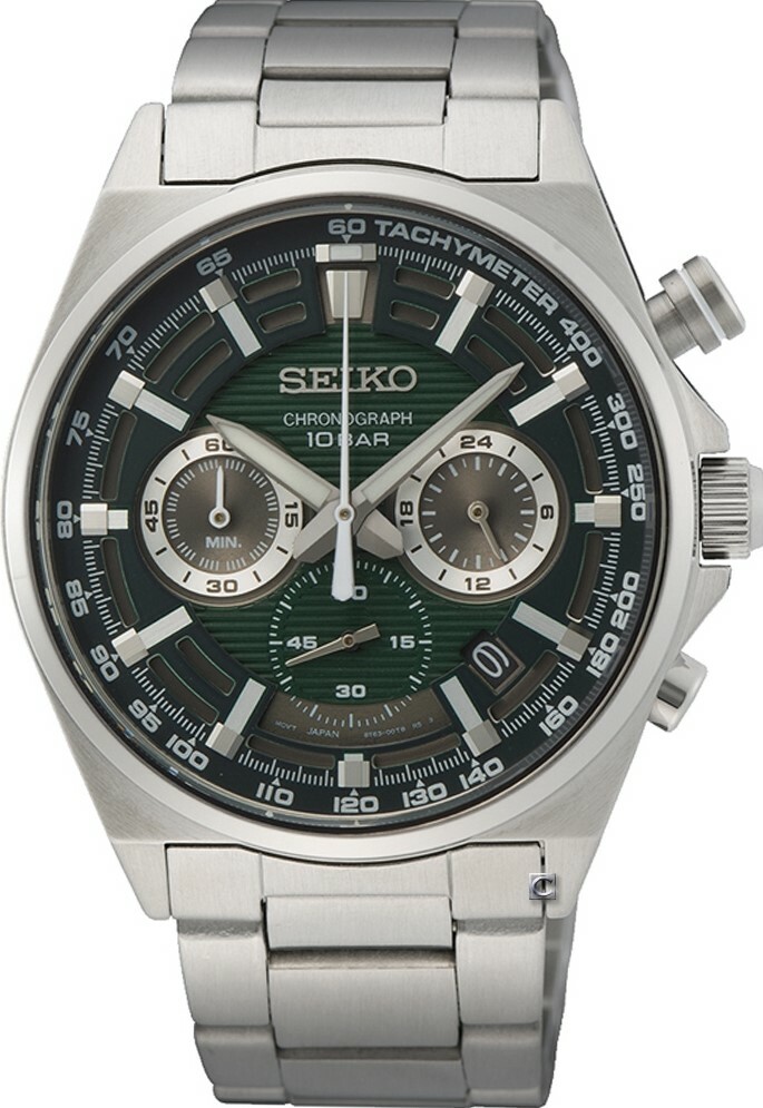 萬年鐘錶 - SEIKO   CS 系列  綠面休閒款三眼計時男錶  8T63-00T0G / SSB405P1  錶徑41MM